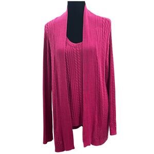 Vintage Chico's 2 Piece Fushia Sweater Set Size 2 Medium